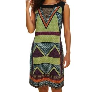 ILE NEW YORK Geometric Print Sheath Dress EUC Size 8
